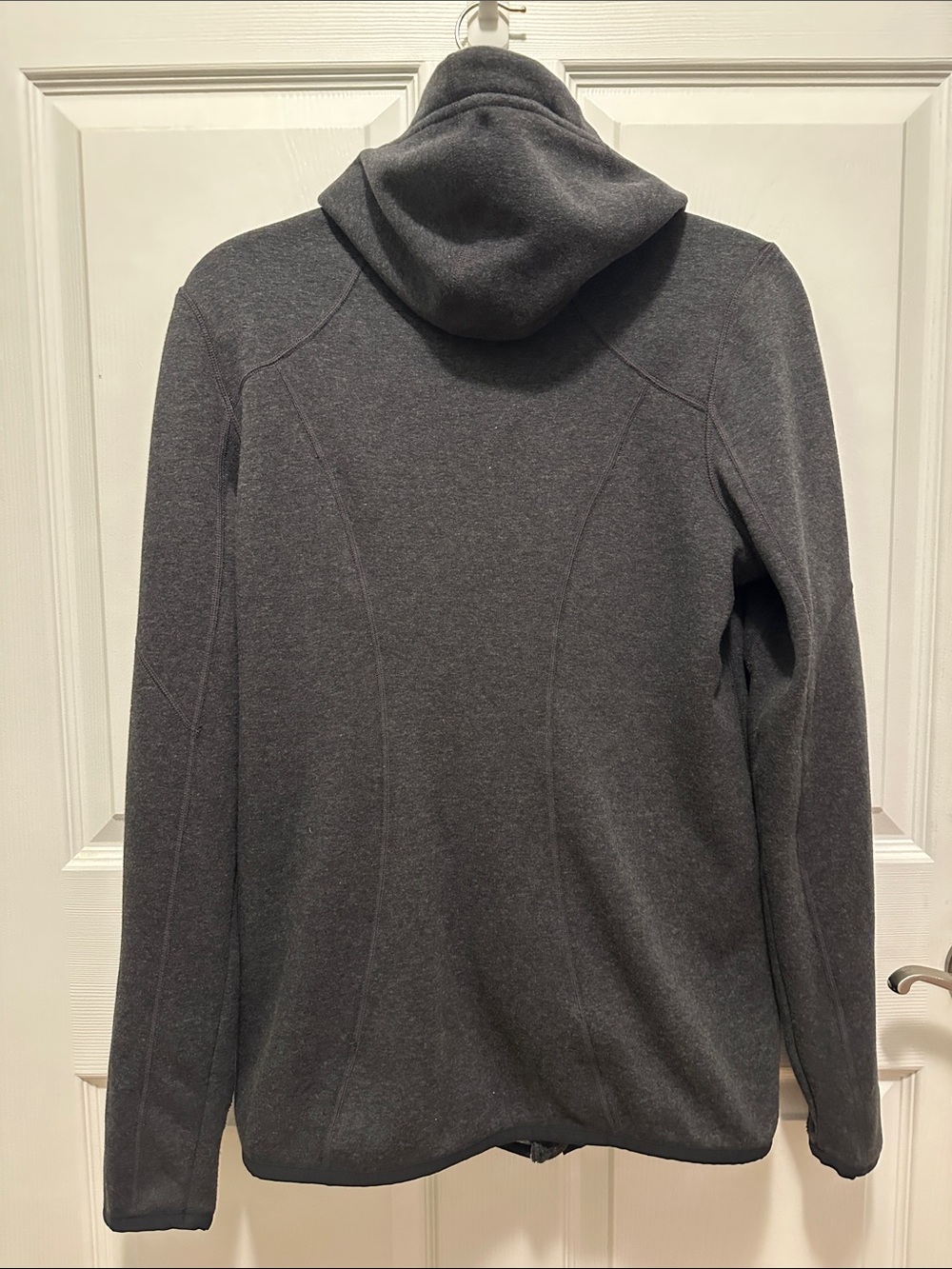 Athleta Charcoal Gray Asymmetrical Zip Hooded Utility Jacket - Picture 3 of 7